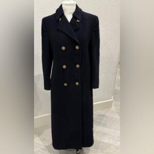 Vintage Brooks Brothers Navy Wool Officer Coat Gold Buttons Made in USA